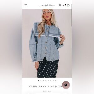 Light Blue Denim Jacket with Statement Collar